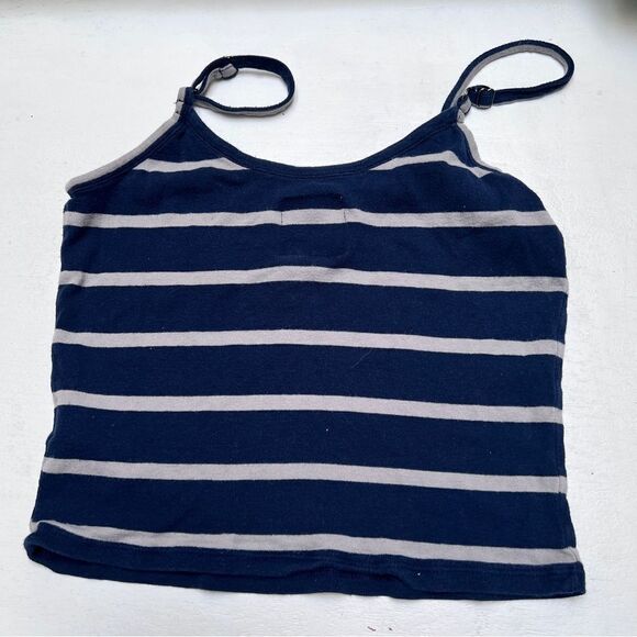 Chaser Striped Spaghetti Strap Crop Top Navy XS EUC - Picture 2 of 3